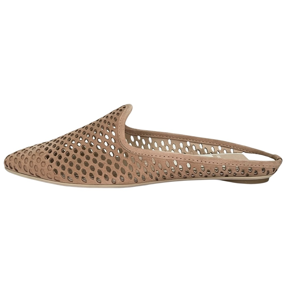 Dolce Vita Grant Tan Perforated Nubuck Leather Womens Flat Mules Size 6M - Picture 2 of 15